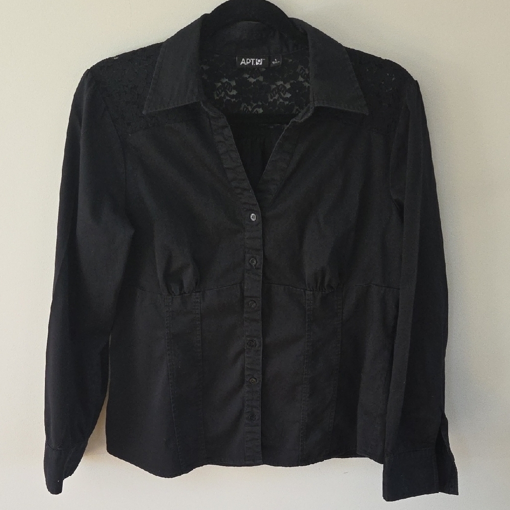 Apt. 9 Black Lace Accent Blouse